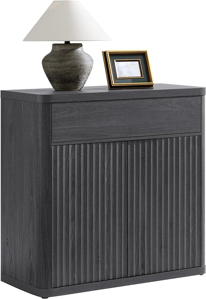 SICOTAS Buffet Cabinet with Storage - Accent Fluted Storage Cabinet with 2 Doors & 1 Drawer 34.6" Wide Modern Sideboard Credenza Large Buffet Table for Living Room Kitchen Dining Room Entryway Office