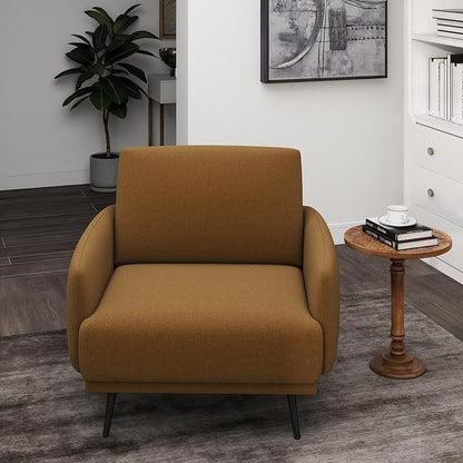 Oversized Accent Chair for Living Room Chairs Reading Arm Chair Comfy Modern Single Sofa Side Chairs with Metal Legs & Soft Cushion for Bedroom, Waiting Room (Velvet Brownish, Set of 1)
