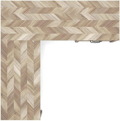 Signature Design by Ashley Battelle Casual L-Shaped Chevron Pattern 60" Home Office Desk with Return, Drawer and Cabinet, Light Brown