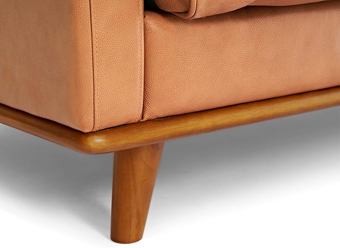 Valencia Artisan Full Leather Accent Chair 41.5” | Pure Full Italian Nappa Leather Chair, Solid Wood Accent, Ultimate Comfort, Cognac Tan
