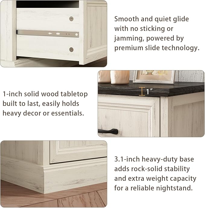 Farmhouse 7 Drawer Dresser for Bedroom, 55 Inch Wide Modern White Dresser TV Stand with Large Drawers & Bar Handles, Rustic Wood Chest of Drawers for Bedroom, Living Room