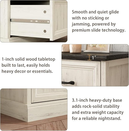 Farmhouse 7 Drawer Dresser for Bedroom, 55 Inch Wide Modern White Dresser TV Stand with Large Drawers & Bar Handles, Rustic Wood Chest of Drawers for Bedroom, Living Room