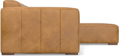 SIMPLIHOME Rex Right-Facing Modular Sectional Sofa in Full-Grain Genuine Leather, Sienna, 122-inches Wide, Handcrafted Modern-Style 4-Seater L-Shaped Leather Couch with Right Chaise for Living Room