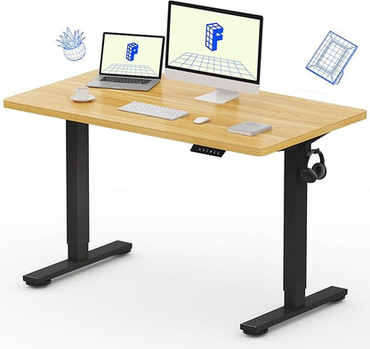 FLEXISPOT EN1 Whole-Piece Standing Desk, 48 x 24 Inches Height Adjustable Desk for Home Office (Black Frame + 48 in Maple Top)
