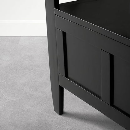 SIMPLIHOME Brooklyn Entryway Storage Bench - 48 inch Wide Solid Wood Hallway Bench in Deep Black, Transitional Foyer Bench for Entry or Mudroom with Lift-Up Lid, Spacious Storage and Durable Finish