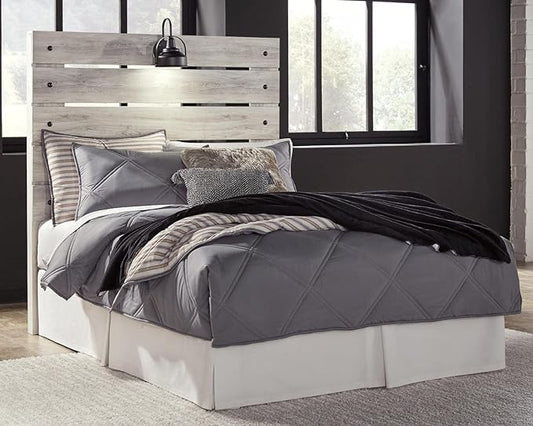 Signature Design by Ashley Cambeck Farmhouse Panel Headboard ONLY with USB Charging Stations, Full, Whitewash