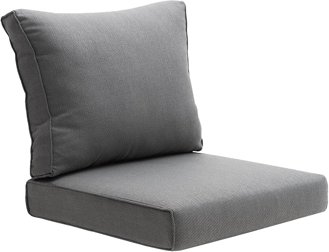 Outdoor Seat Cushion Set for Patio Furniture Deep Seat Chair Cushion Set with Removable Cover,23.6x23.6 Inch,Dark Grey