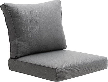 Outdoor Seat Cushion Set for Patio Furniture Deep Seat Chair Cushion Set with Removable Cover,23.6x23.6 Inch,Dark Grey