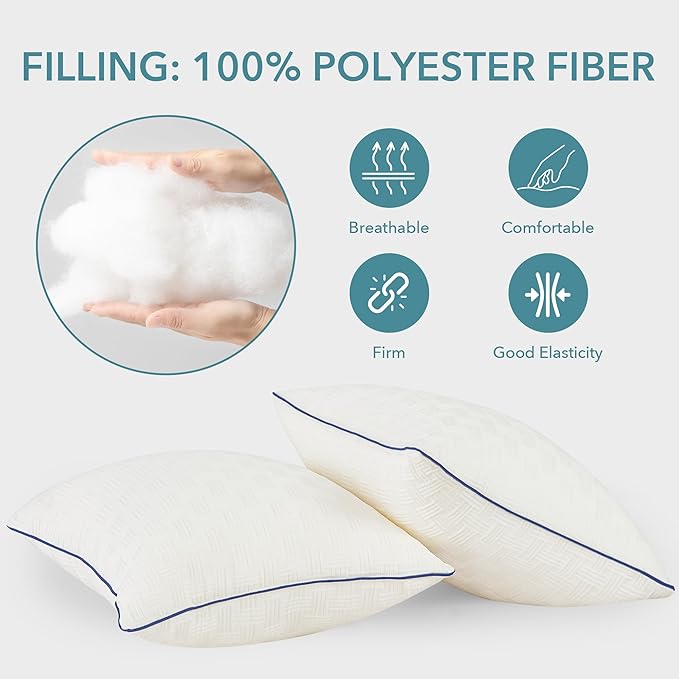 Oubonun 12x20 Pillow Inserts Set of 2 - Square Decorative Throw Pillows for Couch Bed Sofa Living Room Down Alternative Polyester Filling 12 x 20 Inch Insert(Beige)