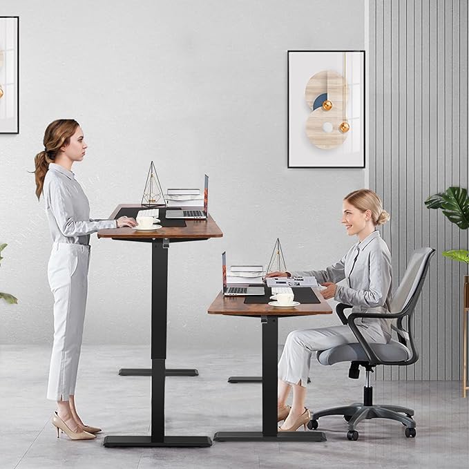 farexon Electric Standing Desk 70.8 x 27.5inch with Outlets,Rolling Stand up Desk with Oversized Mouse Pad, 3 USB Ports & 3 Power Outlets, 4 Caster, 4 Preset Heights Easy to Set for Home Office(Brown)