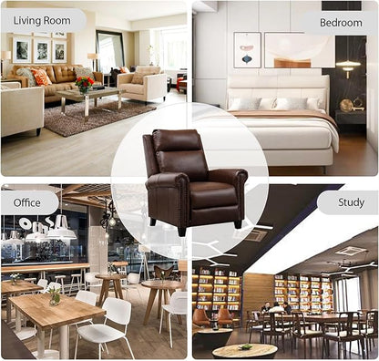 CANMOV Leather Recliner Chair Set of 2, Classic and Traditional Push Back Recliner Chair with Comfortable Arms and Back for Living Room Bedroom Adjustable Single Sofa, Brown