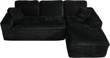 106" Oversized Couch Sofa, L Shape Couches for Living Room, No Assembly Required Corduroy Sectional Sofas with Right Facing Chaise for Home Apartment