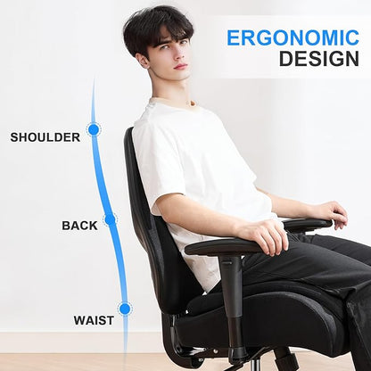 Ergonomic Home Office Desk Chair,Breathable Mesh Chair with Expanded High Back Lumbar Support,Adjustable Height (Classic)