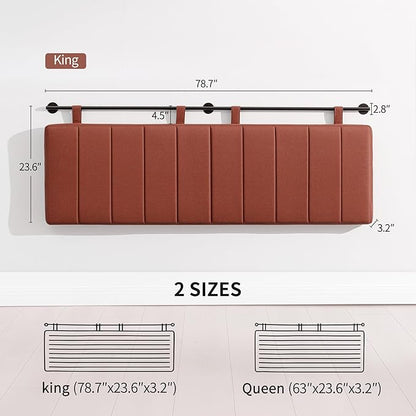 UEV King Headboard Only, Wall Mounted Hanging Upholstered Bed Head Board, Modern Vertical Channel Design of Fine Linen, Elegant Orange Fluted Headboard for Bedroom (Orange, King Size)
