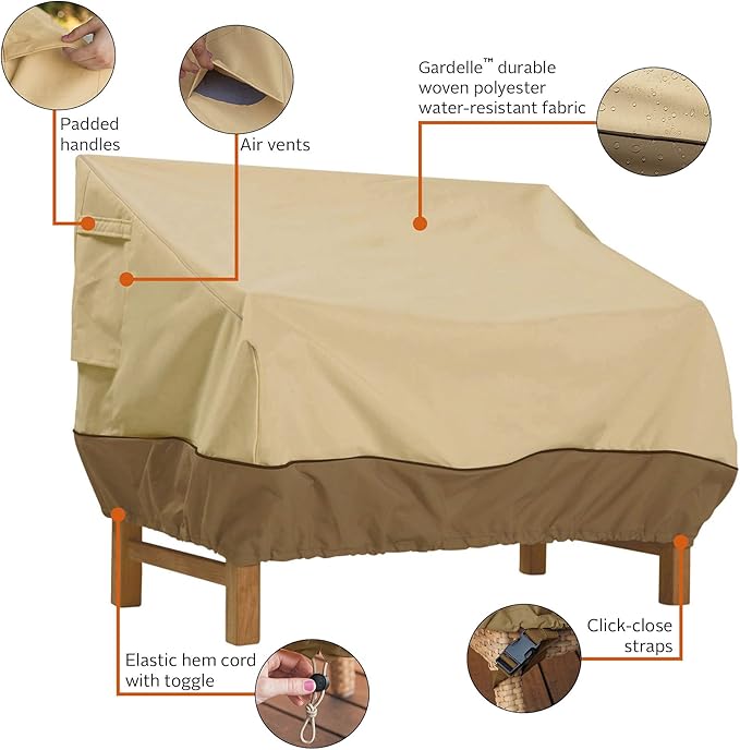 Classic Accessories Veranda Water-Resistant 50 Inch Patio Bench Cover, Patio Furniture Covers