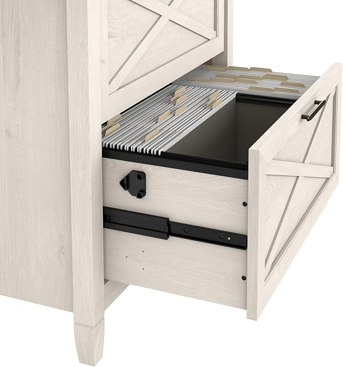 Bush Furniture Key West 2 Drawer Lateral File Cabinet in Linen White Oak, Document Storage for Home Office, Accent Chest with Drawers