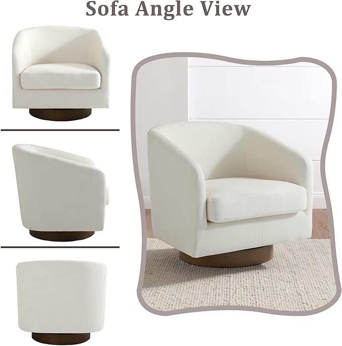 Lumibee Swivel Accent Chair, Chenille Fabric Swivel Barrel Chair for Living Room, Modern Comfy Upholstered Round Armchair Single Sofa Chair for Bedroom, Club-Beige