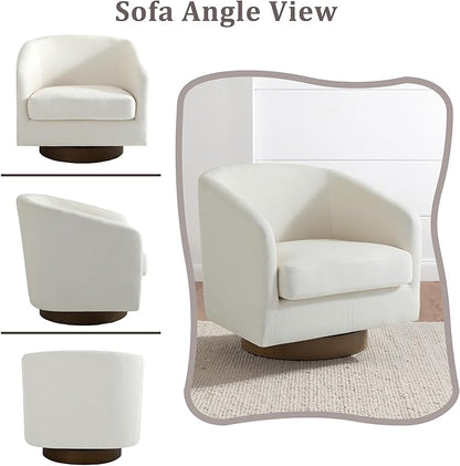 Lumibee Swivel Accent Chair, Chenille Fabric Swivel Barrel Chair for Living Room, Modern Comfy Upholstered Round Armchair Single Sofa Chair for Bedroom, Club-Beige