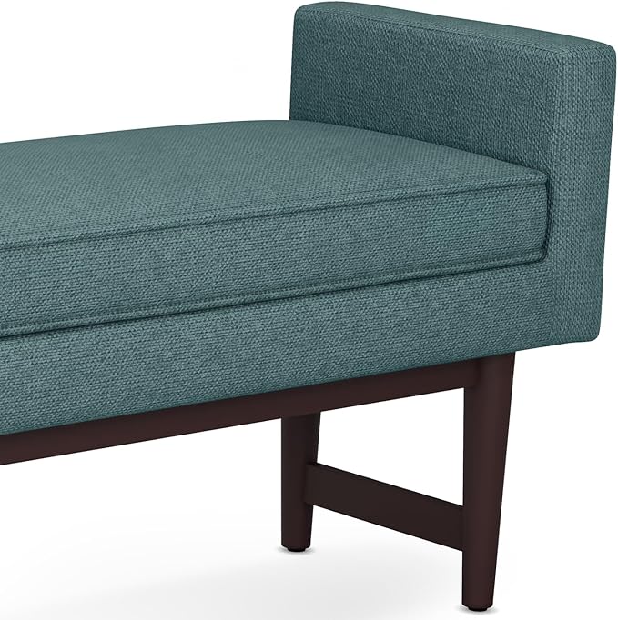 SIMPLIHOME Scott 46 inch Wide Contemporary Rectangle Ottoman Bench in Smoky Teal Linen Fabric , Assembled, For the Living Room and Bedroom