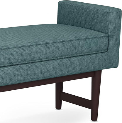 SIMPLIHOME Scott 46 inch Wide Contemporary Rectangle Ottoman Bench in Smoky Teal Linen Fabric , Assembled, For the Living Room and Bedroom