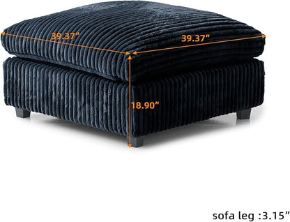 Modular Sectional Sofa Cloud Couch, Deep Seat Comfy Modular Couches for Living Room, Ottoman, Plush Couch Cushion Covers Removable, Black