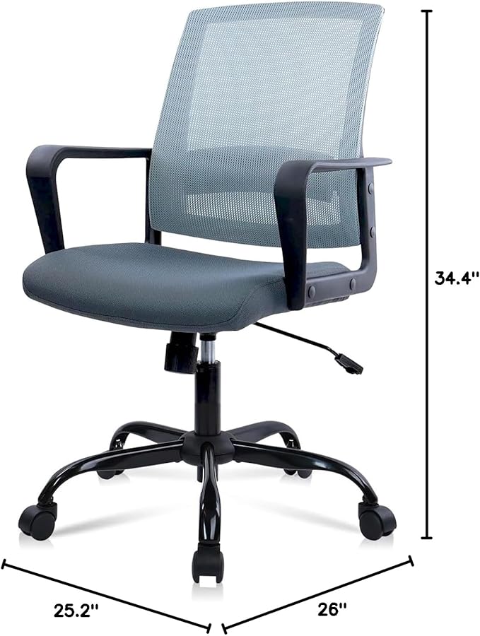 CLATINA Ergonomic Office Chair - Mesh Desk Chair with Lumbar Support, Rolling Comfortable Computer Chairs with Arms for Home Conference, Gray 1 Pack