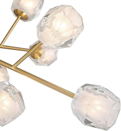 Possini Euro Design Tofay Warm Brushed Brass Sputnik Chandelier Lighting 37 3/4" Wide Modern Dimmable LED Frost Glass Shades 12-Light Fixture for Dining Room House Foyer Kitchen Island Entryway