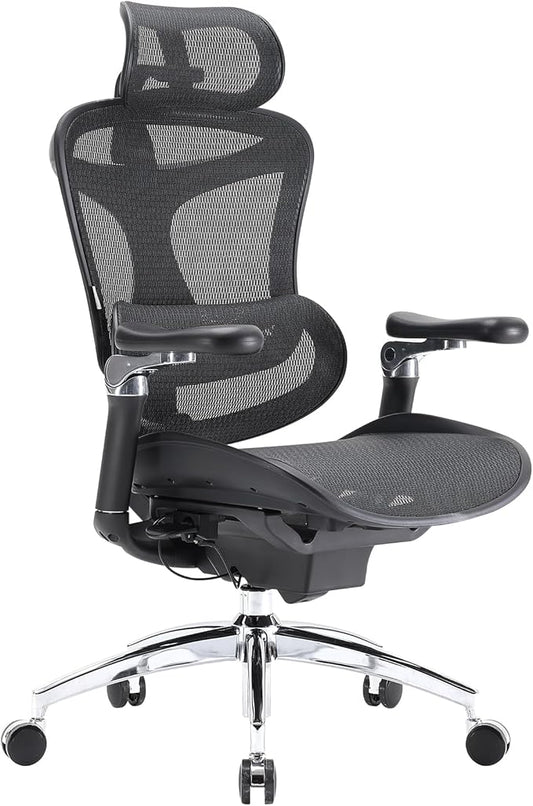 SIHOO Doro C300 Pro Ergonomic Office Chair with Ultra-Soft 6D Armrests, Dynamic Lumbar Support, Seat Depth Adjustment, Adjustable Backrest, Big and Tall Desk Chair for Home Office (Black)
