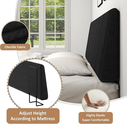 Queen Size Headboard Only-No Assembly, Upholstered Headboard Queen Size Linen Fabric Modern Style Headboards for Adjustable Bed Extra-Thick, Black