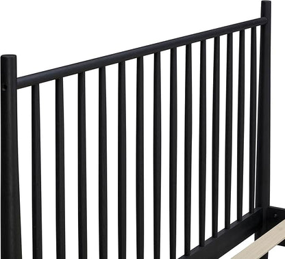NTC Inno Wooden Bed Frame with Headboard, Solid Oak and Rubber Wood Foundation with Silent Slats and Wood Central Supports, 1000 Lb Capacity, Effortless Assembly, Queen - Burnt Black