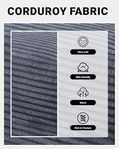 95 Inch Cloud Sectional Couch,Modular Sectional Sofa with Deep Seat,Modern Corduroy Boneless Couches with L-Shape Chaise for Living Room Bedroom,No Assembly Required (Grey, Right Facing Chaise)