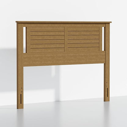Serene Queen Size Wood Headboard Shiplap-Inspired Panel Design in a Stained Pine Finish