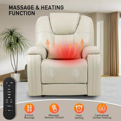 EONIX Triple Motor Lay Flat Power Lift Recliner Chair for Elderly with Adjustable Headrest, 400lbs Electirc Lift Chair for Living Room, Lumbar Pillow, Extended Footrest, Cream White