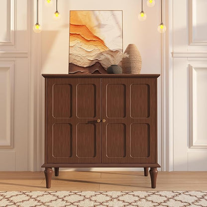 ARTPOWER Brown Sideboard Buffet Cabinet with Storage, Mid-Century Modern Storage Cabinet with 2 Doors and Adjustable Shelves, Accent Style Sideboard for Entryway, Dining Room, Living Room