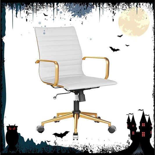 Chair, Desk Computer Chair ，with Armrests ，Ergonomic Office Chair for Home and Office, 17.32 x 22.83 x 35.43 inches, Multiple Colors (Gold White)