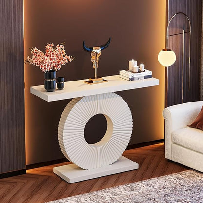 Tribesigns Modern Console Table with Geometric Base, 40 inch Wood Entryway Table Sofa Table Narrow Long, Contemporary Accent Table for Living Room, Entryway, Hallway