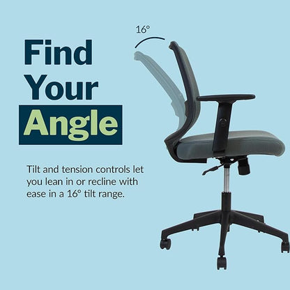 Vari Foundation Chair - Ergonomic Home Office Desk Chair + Adjustable Height, Tilt, and Armrests, Breathable Mesh, Lumbar Support - Swivel Rolling Task Chair for Office or Study (Sage Grey)