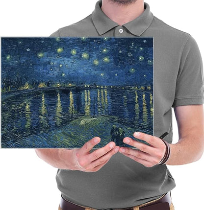 Wieco Art Starry Night Over the Rhone by Van Gogh Famous Oil Paintings Reproduction Modern Canvas Print Artwork Seascape Pictures on Canvas Wall Art for Home Office Decorations