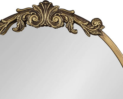 Kate and Laurel Arendahl Ornate Glam Oval Wall Mirror, 18 x 24, Antique Gold, Beautiful Bohemian Mirror for Wall