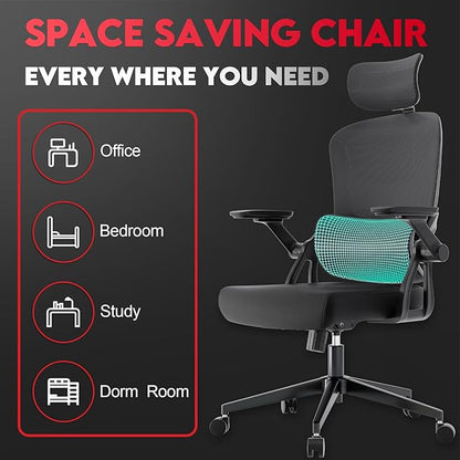 Ergonomic Office Chair - 400LB Comfy Desk Chairs with Adjustable Headrest and Lumbar Back Support, Mesh Computer Chairs with Wheels and Arms for Home Office, Study, Bedroom and Dorm (01black)