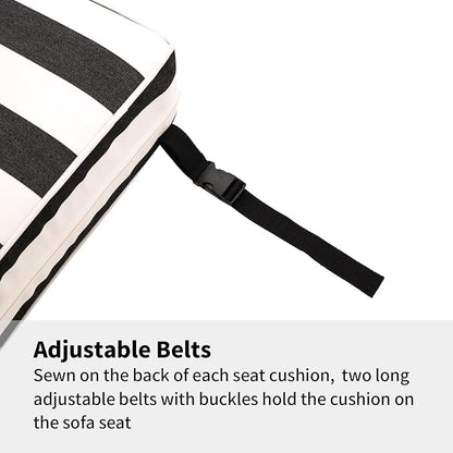Outdoor Seat Cushions Set for Patio Furniture Deep Seating Patio Cushion Set Weather-Resistant Thick Cushions 25.6" W x 25.6" D x 5”T,Black Stripes