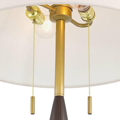Possini Euro Design Carillo Modern 68" Tall Standing Floor Lamp Pull Chain Espresso Brown Gold Wood Metal Living Room Bedroom House Reading Office Home Decor Entryway Dining Indoor White Shade