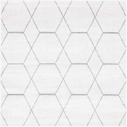 Unique Loom Trellis Frieze Collection Area Rug - Geometric (4' 1" Square, Ivory/ Gray)