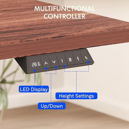 FLEXISPOT EN1 Essential Adjustable Height Desk Electric 40 inch X 24 inch Whole-Piece Desktop Small Standing Desk Ergonomic Memory Controller (White Frame + 40 inch Mahogany Desktop)