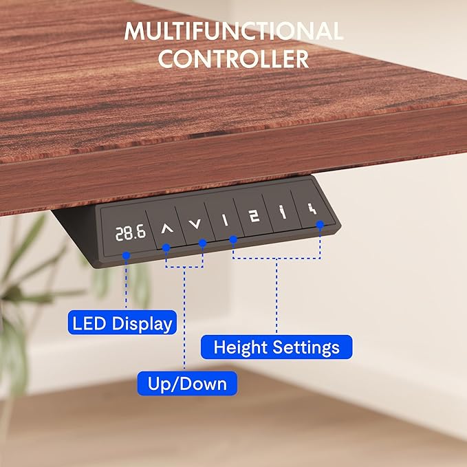 FLEXISPOT EN2 Whole-Piece Standing Desk with Clamp Power Strip, 40 x 24'' Electric Stand Up Height Adjustable Desk with Cable Management (Gray Frame + 40" Mahogany Top, 2 Packages)