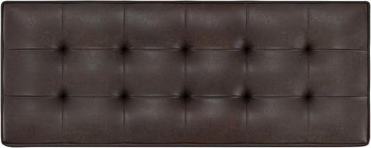 SIMPLIHOME Cosmopolitan 44 inch WideTransitional Rectangle Storage Ottoman Bench with Open Bottom in Distressed Brown Vegan Faux Leather, Assembled for the Living Room and Bedroom