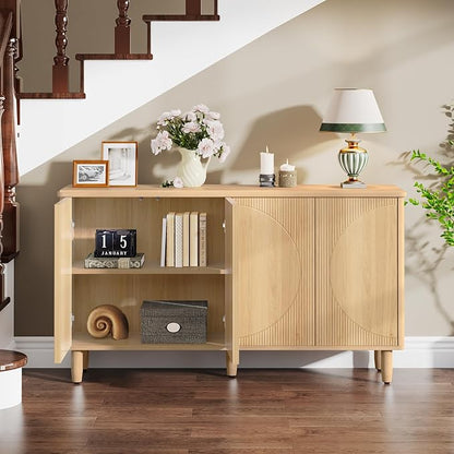 Tribesigns Buffet Cabinet Sideboard with Storage, Large Storage Cabinet Sideboard Buffet Table with Doors for Living Room Kitchen Dining Room (Light Brown)
