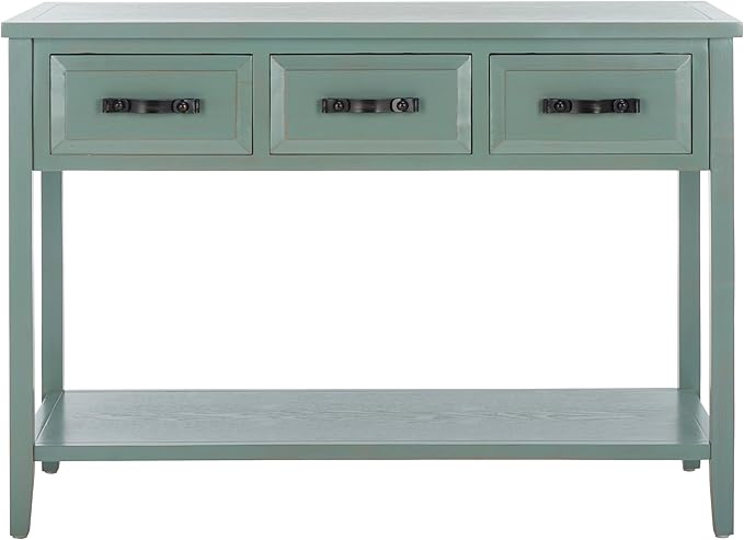 Safavieh Home Collection Aiden Barn Blue 3-Drawer Bottom Shelf Console Table