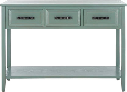 Safavieh Home Collection Aiden Barn Blue 3-Drawer Bottom Shelf Console Table