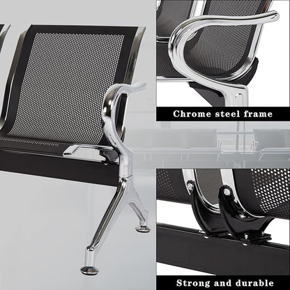 Kinsuite Waiting Room Chair - 3-Seat Airport Reception Lobby Office Bench, Black